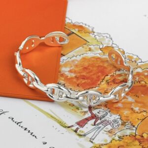 Hermes Chaine d'ancre Enchainee Bracelet Silver Size SH