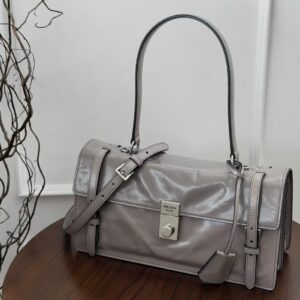 Prada Medium Buckle Flap Leather Shoulder Bag