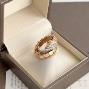 Bvlgari Serrenti Viper Ring Rose Gold Diamonds Size L